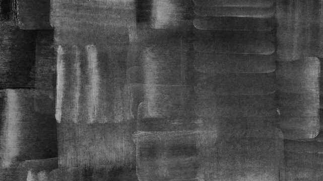 Grunge black and white paint brush strokes stop motion background. Distressed and faded backdrop template.