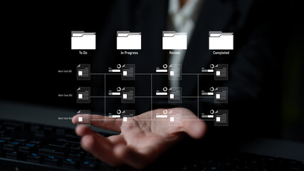 Task workflow system showing document progress through stages. Task tracking improves productivity, ensures visibility, task tracking supports planning, and task tracking manages status. Latch