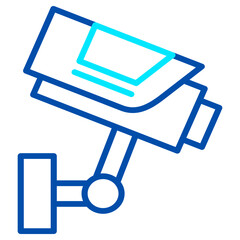 A wall-mounted CCTV camera vector icon symbolizes vigilance, espionage technology, and controlled access points