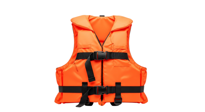 Orange life vest isolated on transparent background