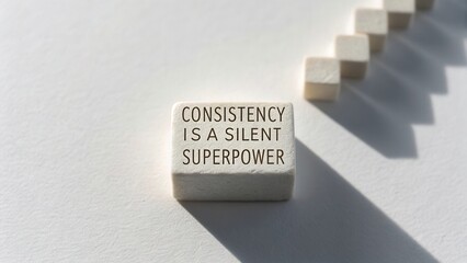 White Cube with Motivational Quote About Consistency