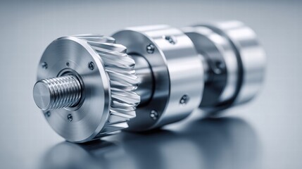 A detailed shot of a metallic industrial gear assembly, highlighting intricate engineering and design.