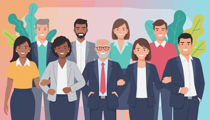 Diverse professional team portrait showing unity leadership and success in business collaboration