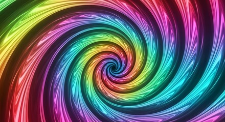 Fototapeta premium A vibrant rainbow colored spiral with a central swirling effect