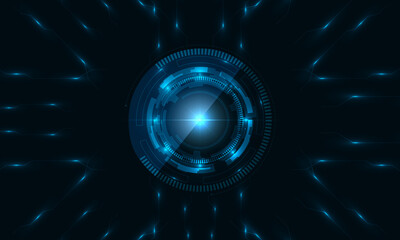 Technology dark blue abstract background with abstract hi-tech digital overlay data connection. High quality illustration