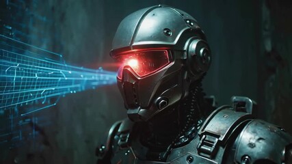 Futuristic Robot Warrior AI, Cyberpunk, Sci-Fi, Artificial Intelligence - Powered by Adobe