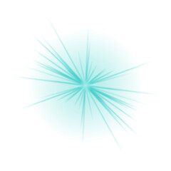 Obraz premium Abstract Cyan Starburst Effect with Glowing Beams Illuminating a Deep Black Space