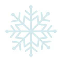 Light blue flat style geometric snowflake with delicate symmetry for winter and holiday designs. Vector isolated illustration