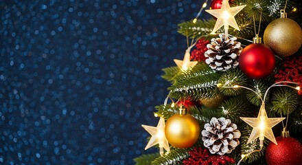 Snow-Dusted Christmas Tree with Golden Baubles and Star