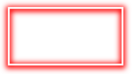 A glowing red neon rectangular frame with a soft light effect isolated on a white background.