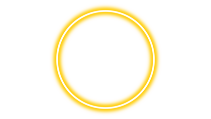 A bright yellow glowing circular ring or halo effect isolated on a plain white background.