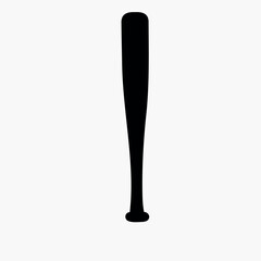 Baseball bat silhouette icon. Baseball bat silhouette vector flat illustration on white background.