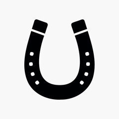 Vintage horseshoe silhouette isolated on white background. Horseshoe icon vector illustration.