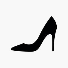High heel shoes silhouette, female high heels shoes icon, shoe high heel silhouette vector, woman high heel icon isolated vector.