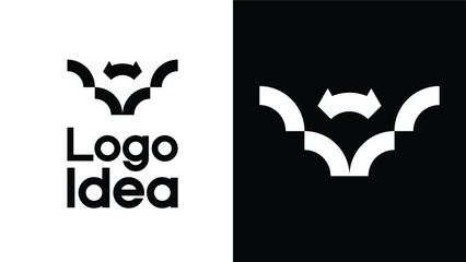 A modern vector bat logo designed in a minimalist and geometric style, perfect for tech companies, music brands, gaming studios, and creative startups