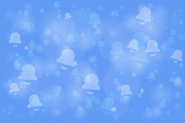 Abstract background with numerous translucent bell icons floating on a soft blue gradient, representing digital notifications and alerts.