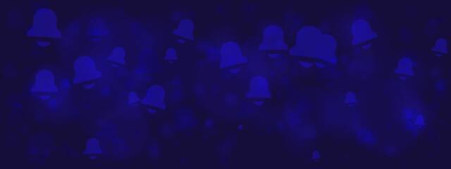 Abstract blue background with floating bell icons representing digital notifications and alerts