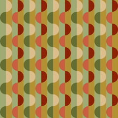 mid century, modern abstract half circles striped seamless pattern and background vector illustration