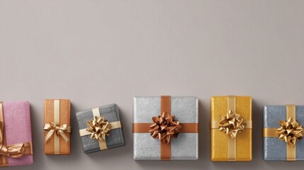 Long horizontal banner featuring gift boxes for Black Friday and Cyber Monday sales, suitable for website headers