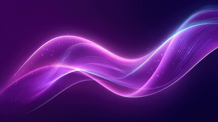 Abstract purple background with flowing lines and glowing particles