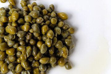 Capers in brine, small pickled flower buds