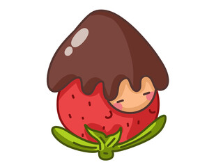 Cute Cartoon Strawberry Illustration Adorable Fruit Character with Smiling Face and Bright Colors
