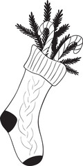 Christmas vector illustration a sock and candy sticks