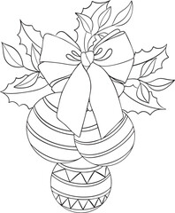 Christmas vector illustration with ornaments and a bow