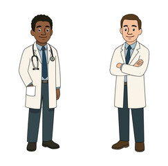 Fototapeta premium Cartoon Man Partner Doctor Simple Logo Design Icon Digital