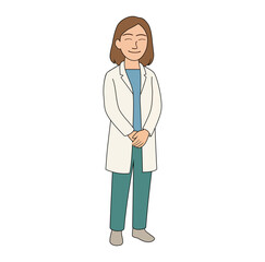 Fototapeta premium Cartoon Female Doctor Simple Logo Design Icon Digital