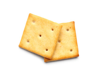 Tasty crackers on white background