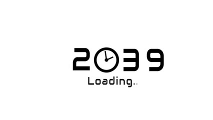 New year illustration with clock icon. Time management New year concept.