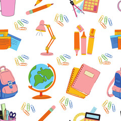 Back to school seamless pattern. 1 grid