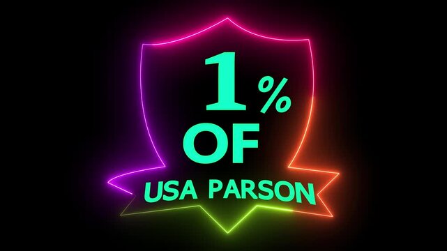 One Percent USA Parson Animated Text Neon Glowing Lines Dynamic Motion Graphics Loopable Clip