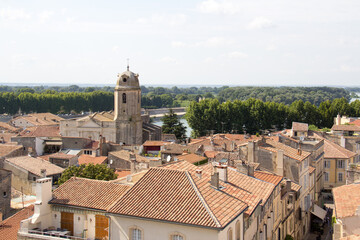 View of Saint-Julien Church in Arles and the city of Arles from the amphitheater in Arles, Provence-Alpes-C&ocirc;te d'Azur, France