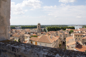View of Saint-Julien Church in Arles and the city of Arles from the amphitheater in Arles, Provence-Alpes-C&ocirc;te d'Azur, France