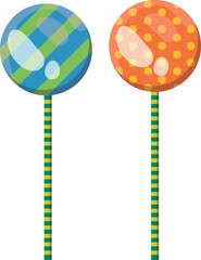 Green and Orange Sweet Lolypop Candy Vector Design