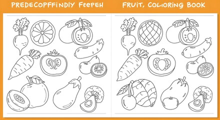 Outlined fruit coloring book page elements for educational and creative use