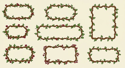 Elegant Botanical Frame Collection - Decorative Floral Border Designs.