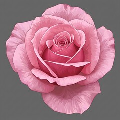 Elegant Pink Rose Bloom - Exquisite Floral Beauty on Gray Background.