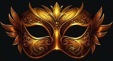 Golden Venetian Mask - Intricate Design and Elegant Details.