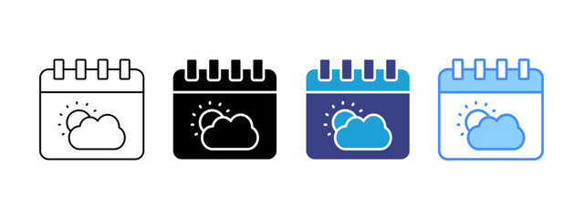 Calendar icon set multiple style collection