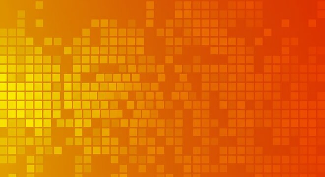 Abstract Digital Mosaic Background with Yellow to Orange Gradient.