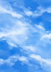 Vibrant Blue Sky with Fluffy White Clouds - A Beautiful Day.