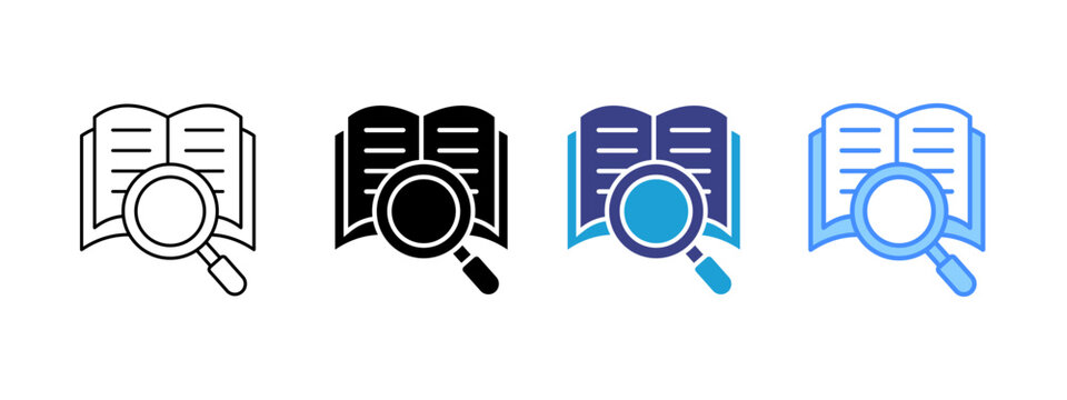 Research icon set multiple style collection