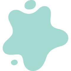 A Teal Blob Shape On Transparent Background In A Splatter Form With Small Droplets Floating Around It Capturing A Soft Organic Blob Design