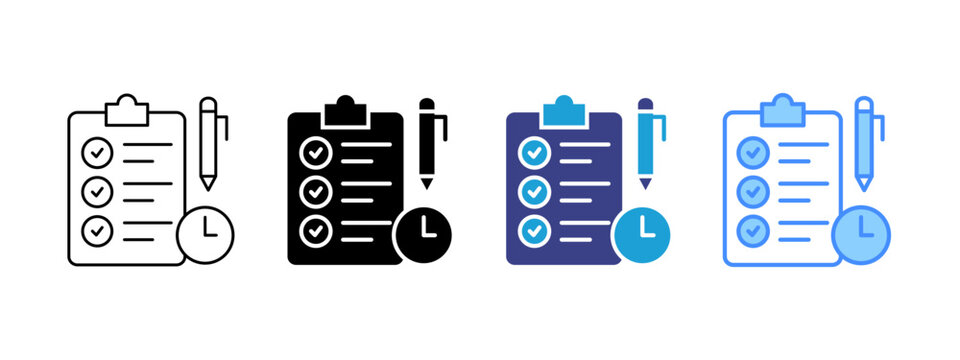 Task List icon set multiple style collection