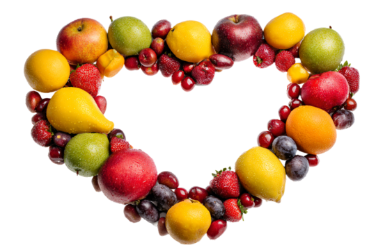 a heart made of fruit arranged in a circle