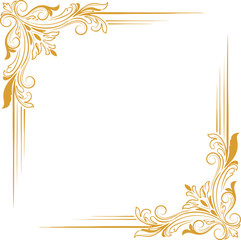 Elegant golden floral corner frame for invitations, awards, certificates and design