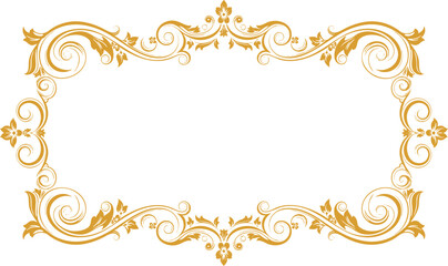 Elegant golden floral frame for weddings, invitations, certificates, and announcements
